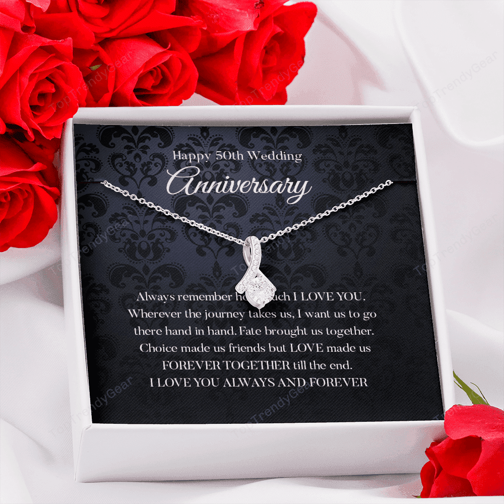 Wife Necklace, Happy 50th Wedding Anniversary Necklace Gift For Wife Alluring Beauty Necklace