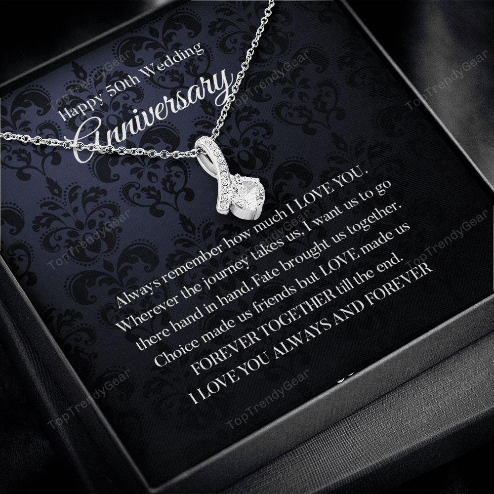 Wife Necklace, Happy 50th Wedding Anniversary Necklace Gift For Wife Alluring Beauty Necklace