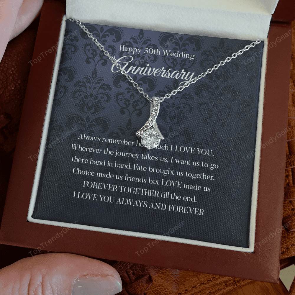 Wife Necklace, Happy 50th Wedding Anniversary Necklace Gift For Wife Alluring Beauty Necklace