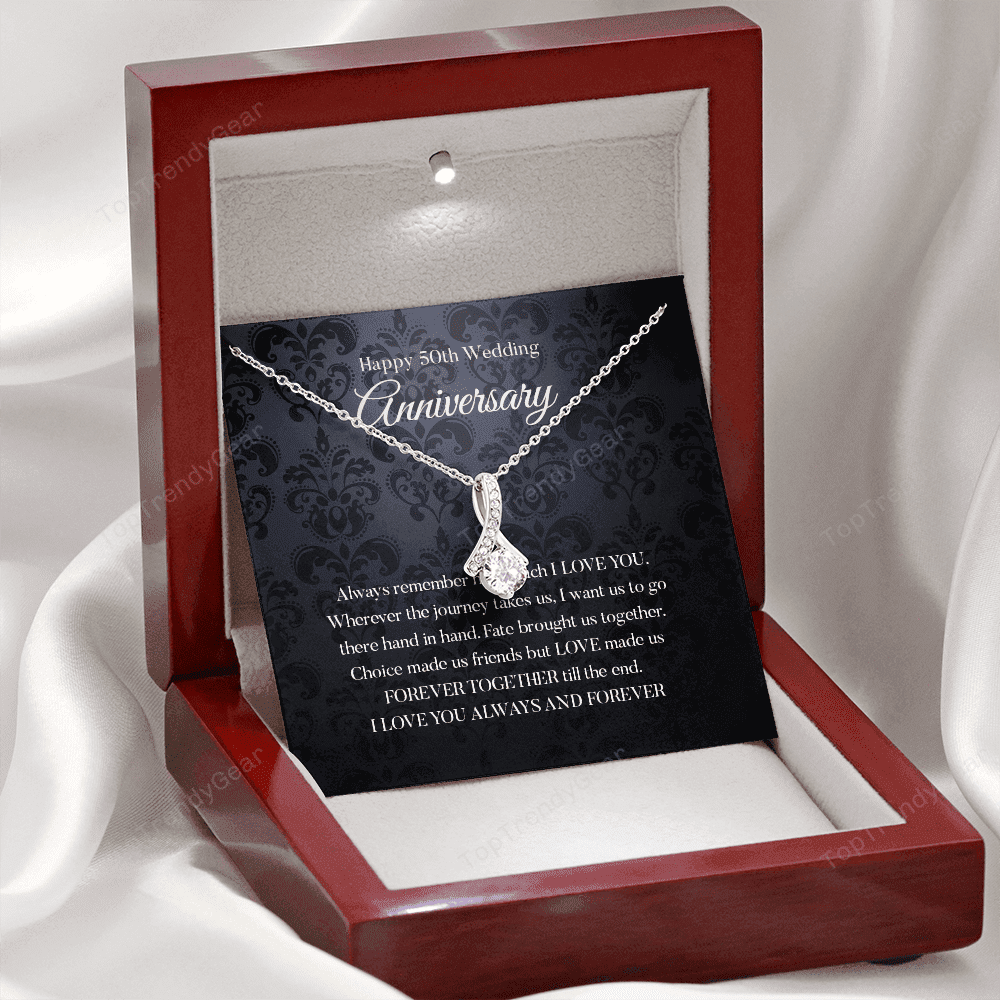 Wife Necklace, Happy 50th Wedding Anniversary Necklace Gift For Wife Alluring Beauty Necklace