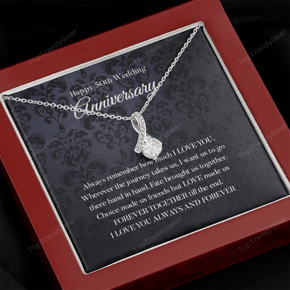 Wife Necklace, Happy 50th Wedding Anniversary Necklace Gift For Wife Alluring Beauty Necklace