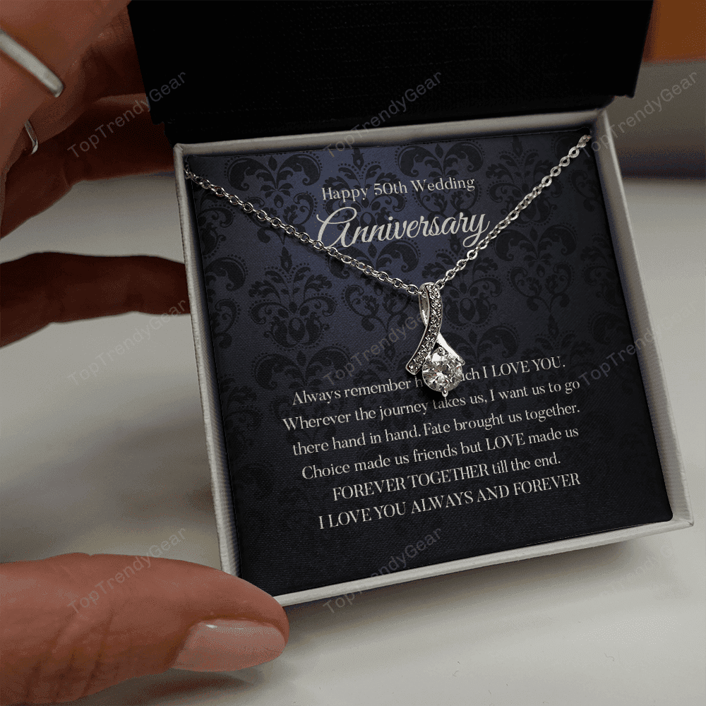 Wife Necklace, Happy 50th Wedding Anniversary Necklace Gift For Wife Alluring Beauty Necklace