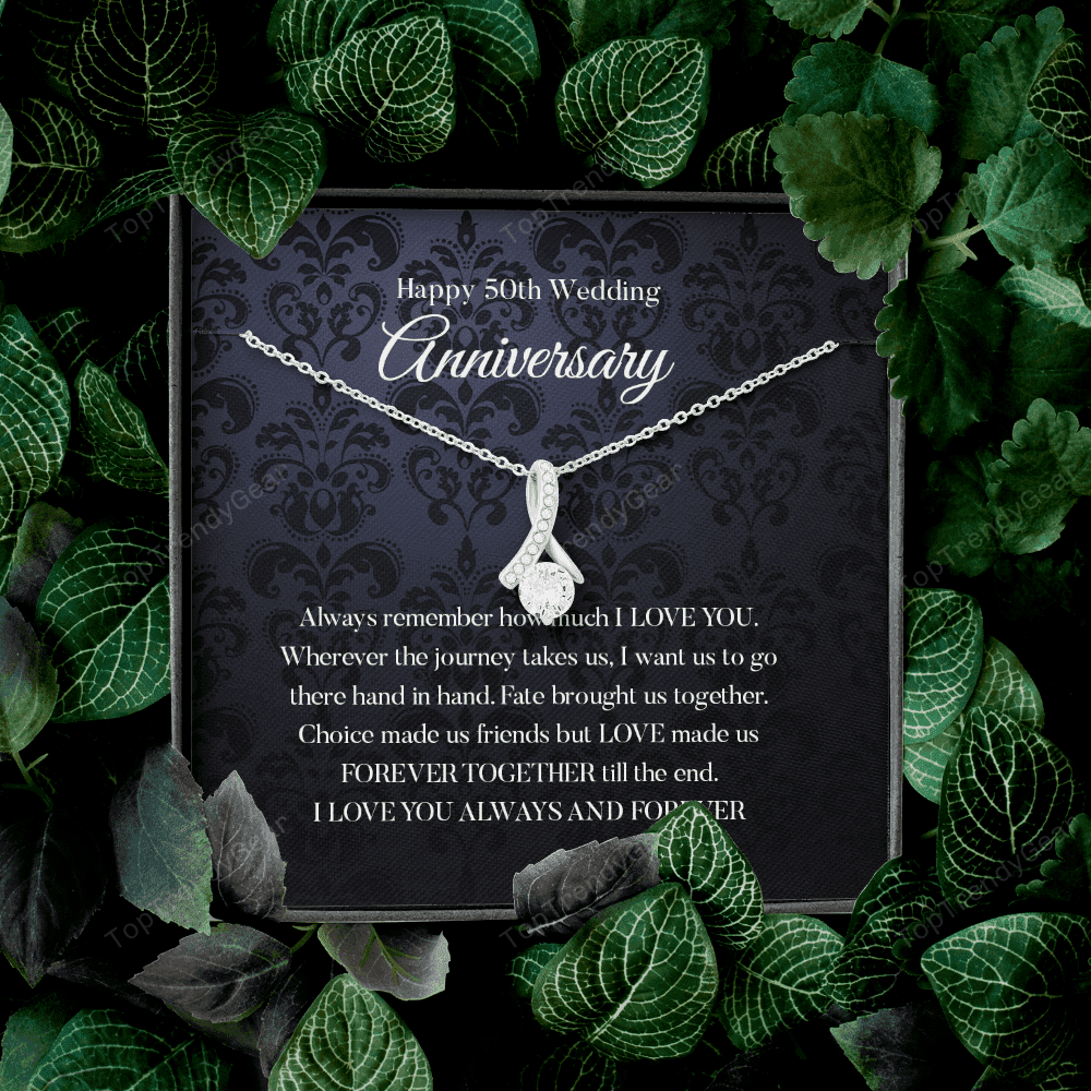 Wife Necklace, Happy 50th Wedding Anniversary Necklace Gift For Wife Alluring Beauty Necklace