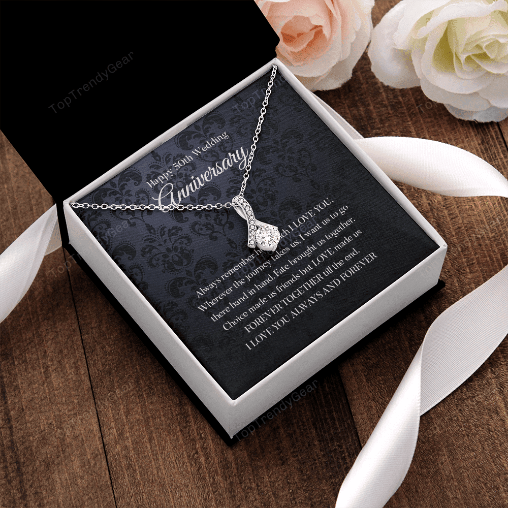Wife Necklace, Happy 50th Wedding Anniversary Necklace Gift For Wife Alluring Beauty Necklace