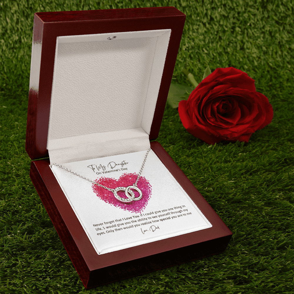 To My Daughter From Dad Never Forger That I Love You Valentine's Day Perfect Pair Necklace 