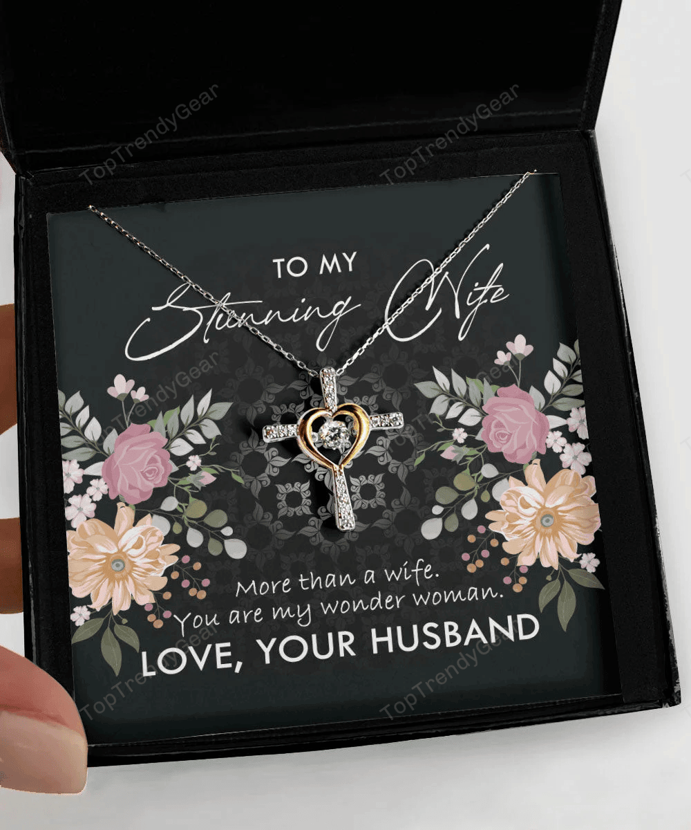 To My Stunning Wife You Are My Wonder Woman Cross Dancing Necklace