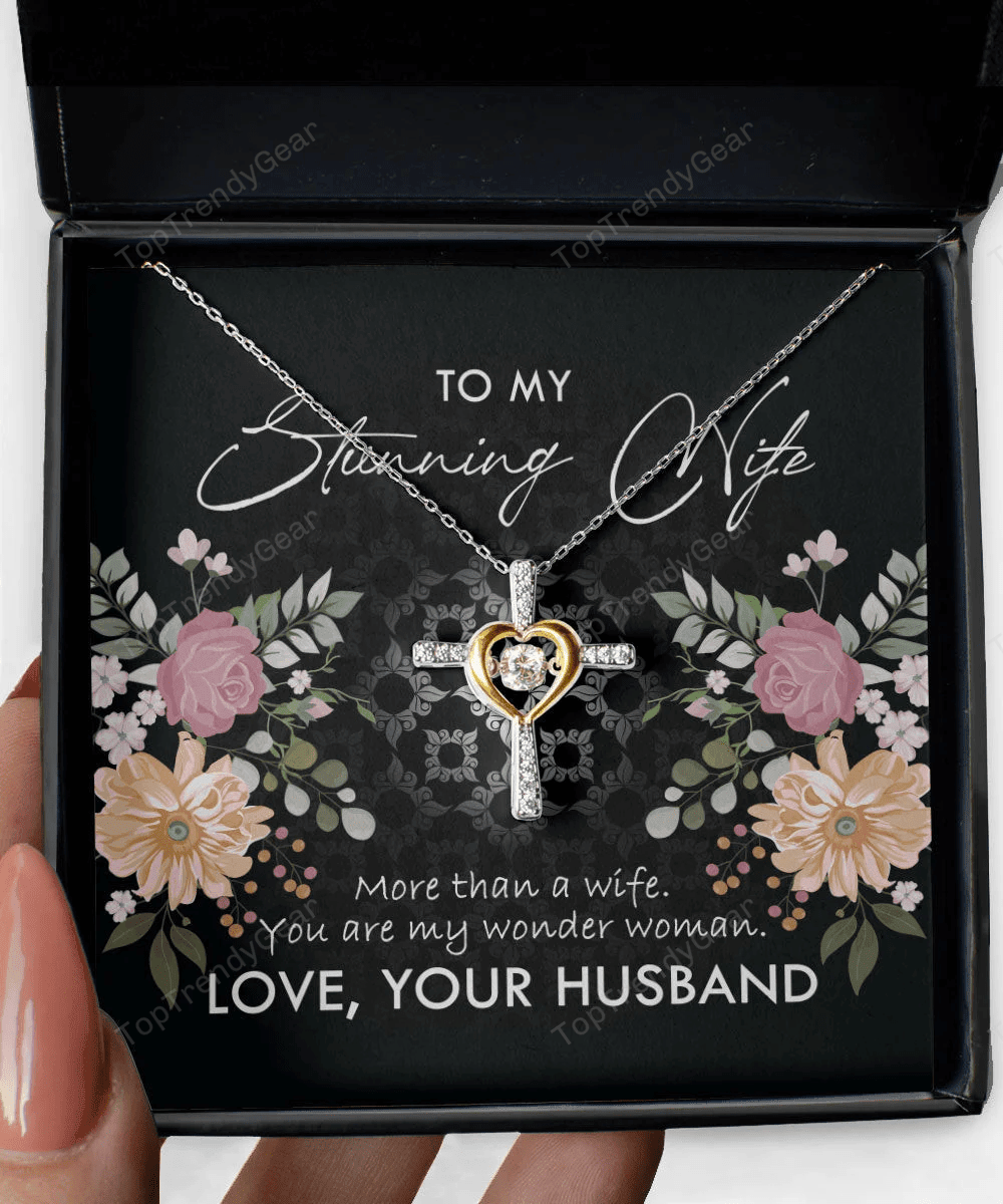 To My Stunning Wife You Are My Wonder Woman Cross Dancing Necklace