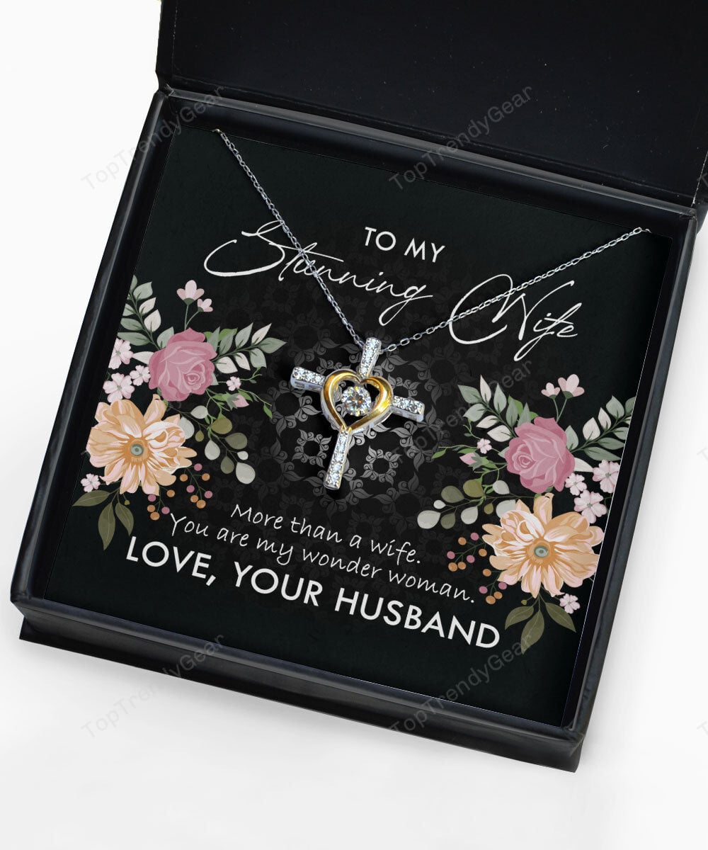 To My Stunning Wife You Are My Wonder Woman Cross Dancing Necklace