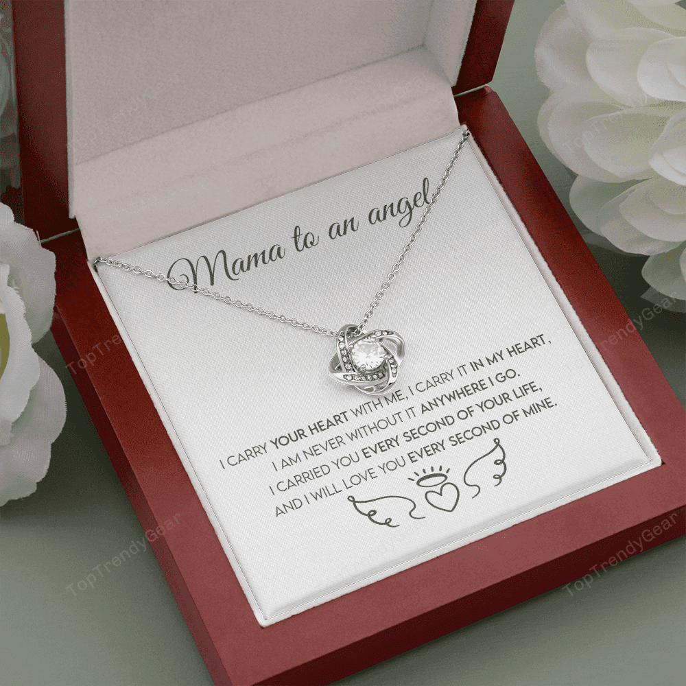 Mama To An Angel, Miscarriage Keepsake, Angel Baby, Pregnancy Loss, Bereavement Gift Love Knot Necklace