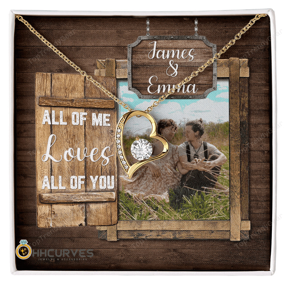 Custom Name And Photo Happy Wedding Anniversary All Of Me Loves All Of You Gift For Her Forever Love Necklace 