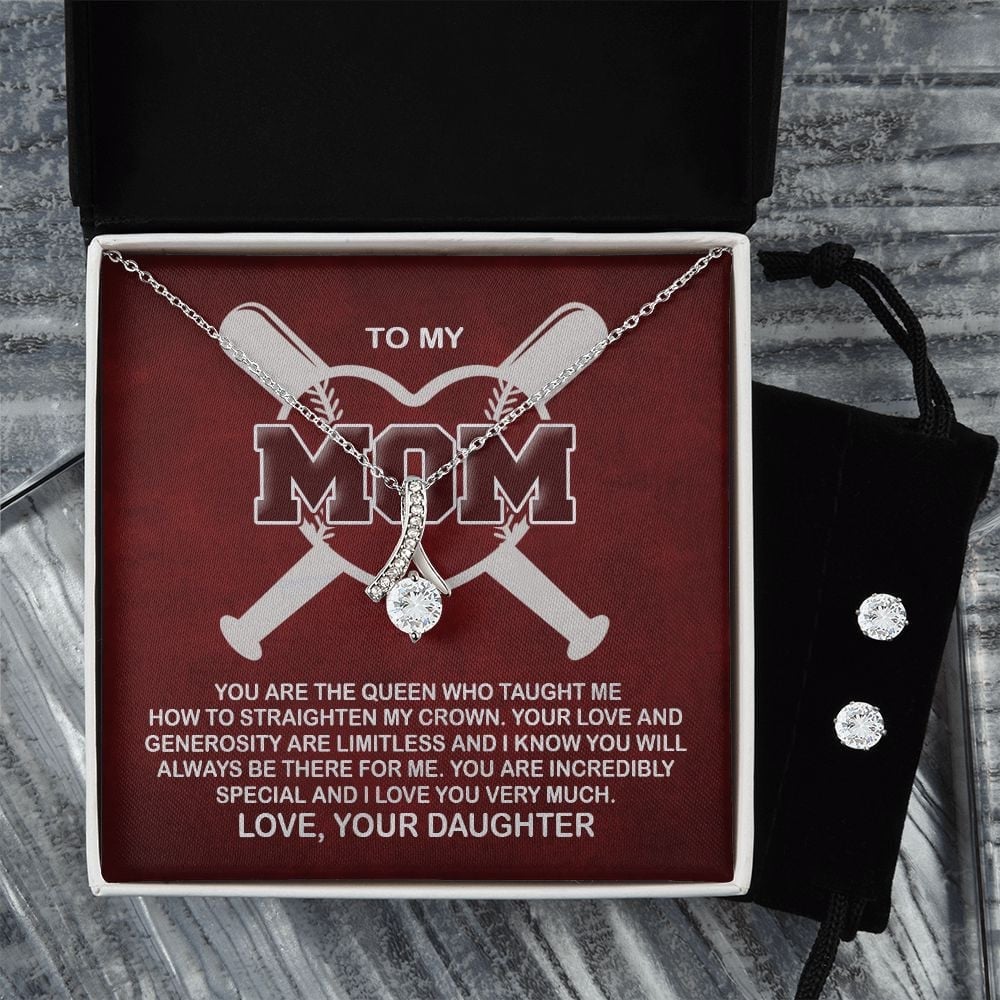 Mother Daughter Necklace, You Are The Queen Who Taught Me How To Straighten My Crown Forever Love Necklace Set Best Gifts For Mom