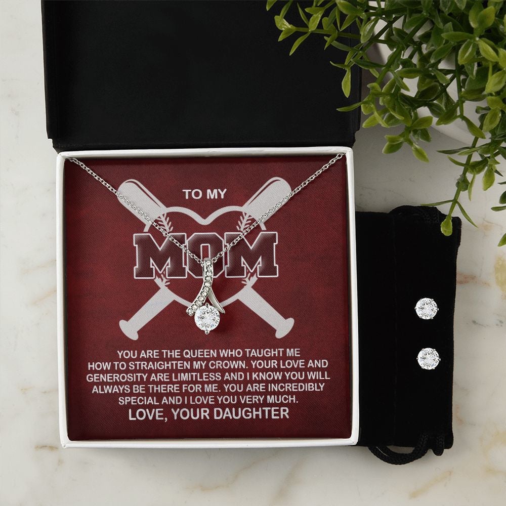 Mother Daughter Necklace, You Are The Queen Who Taught Me How To Straighten My Crown Forever Love Necklace Set Best Gifts For Mom