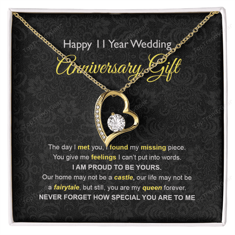 Wife Necklace, 11th Wedding Anniversary Necklace Gift Ideas For Wife Forever Love Necklace
