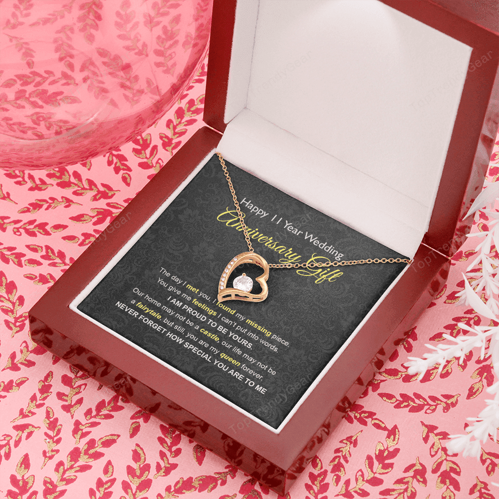 Wife Necklace, 11th Wedding Anniversary Necklace Gift Ideas For Wife Forever Love Necklace