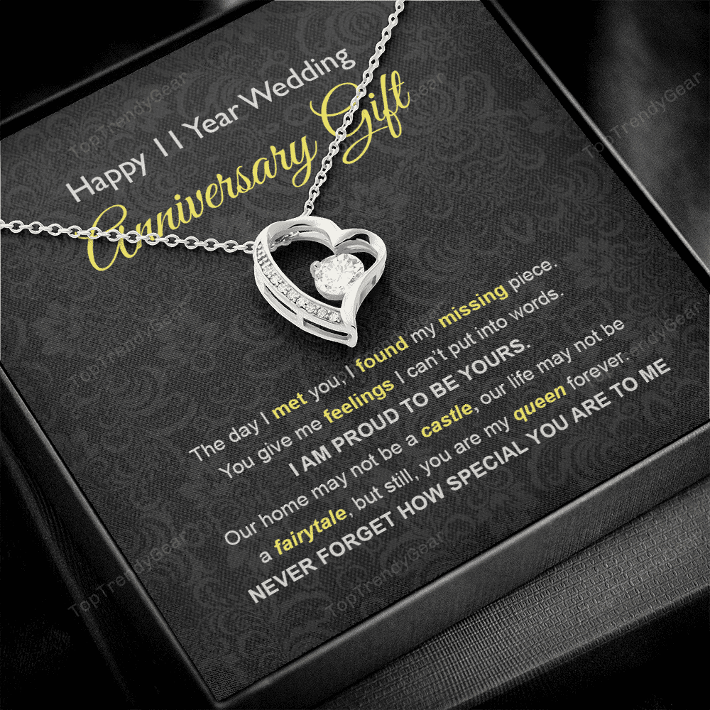 Wife Necklace, 11th Wedding Anniversary Necklace Gift Ideas For Wife Forever Love Necklace