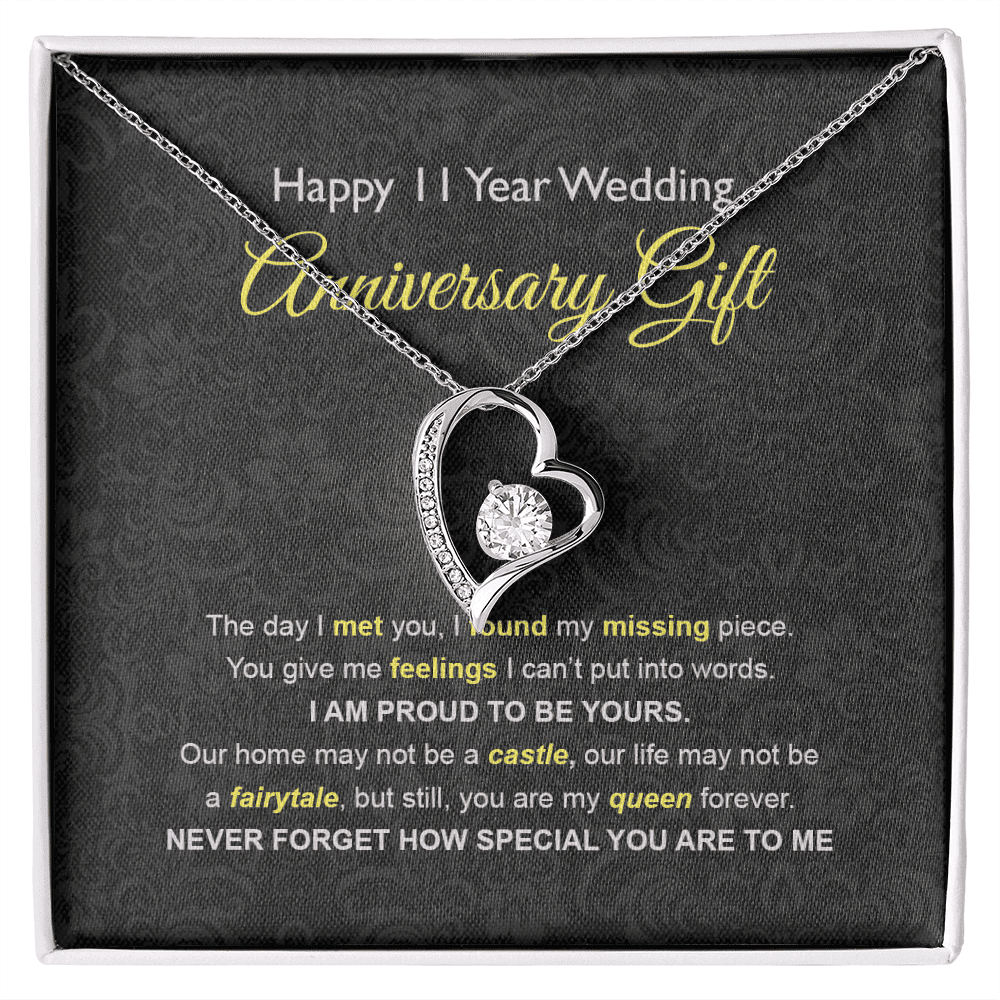 Wife Necklace, 11th Wedding Anniversary Necklace Gift Ideas For Wife Forever Love Necklace
