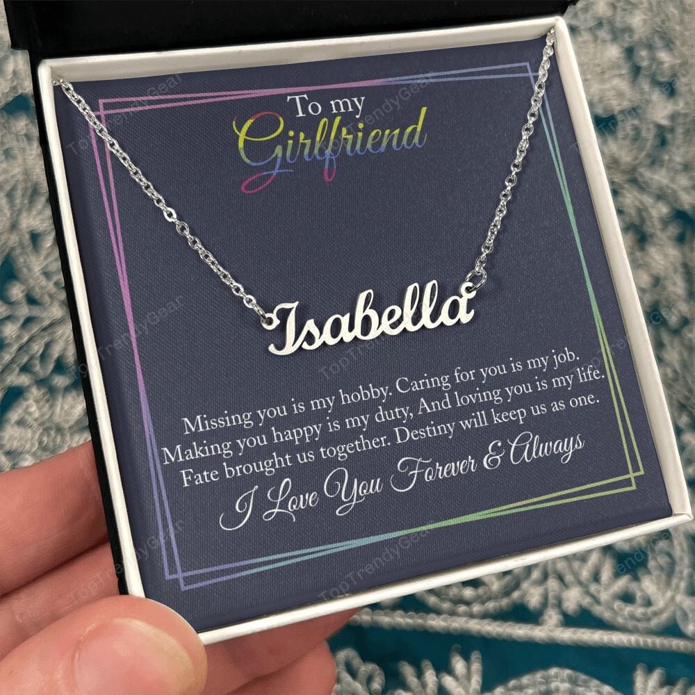 Girlfriend Necklace Missing You Is My Hobby LBGT Personalized Name Necklace
