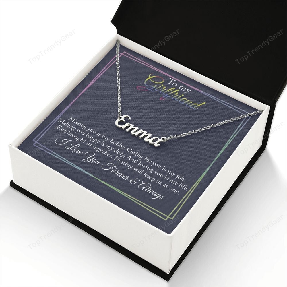 Girlfriend Necklace Missing You Is My Hobby LBGT Personalized Name Necklace
