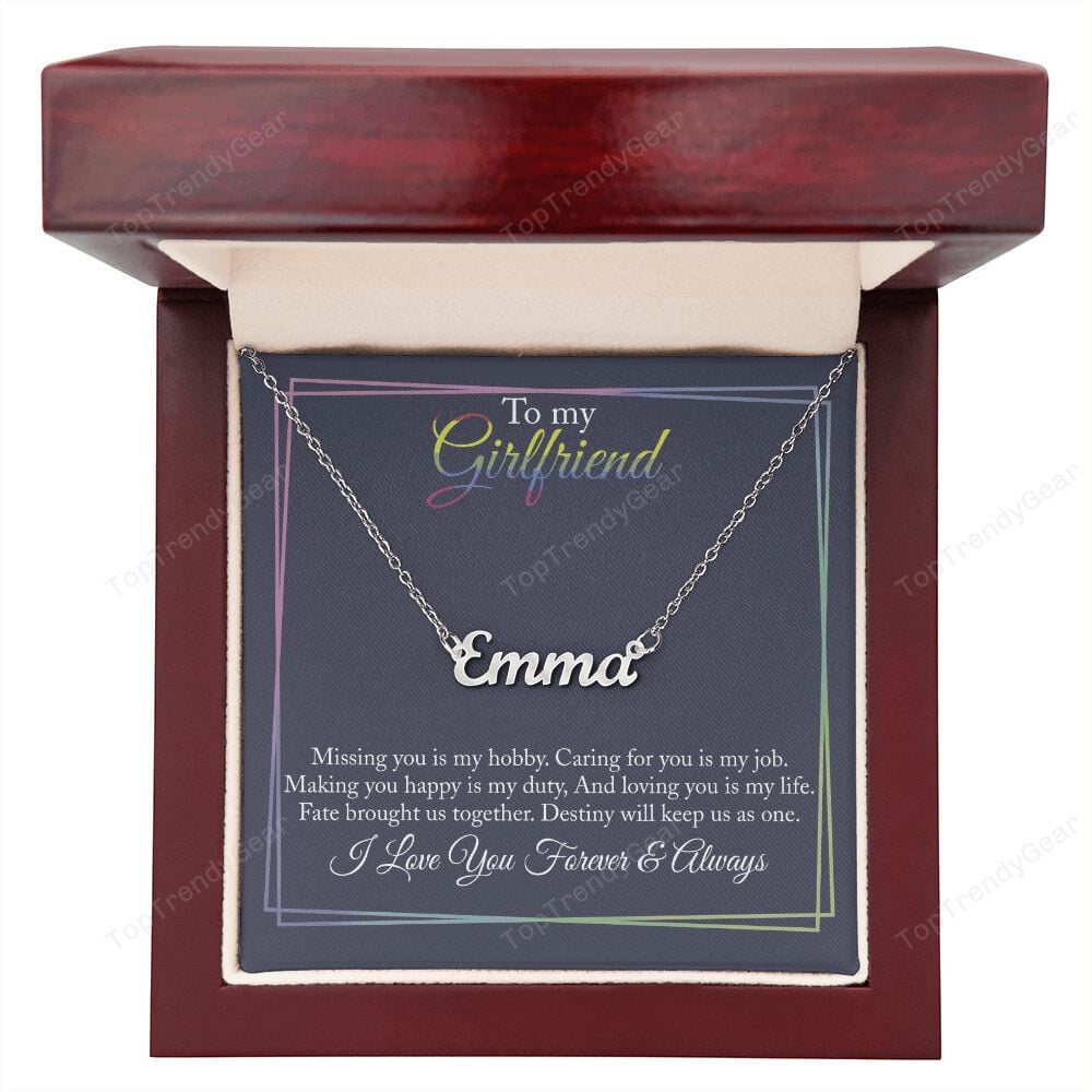 Girlfriend Necklace Missing You Is My Hobby LBGT Personalized Name Necklace