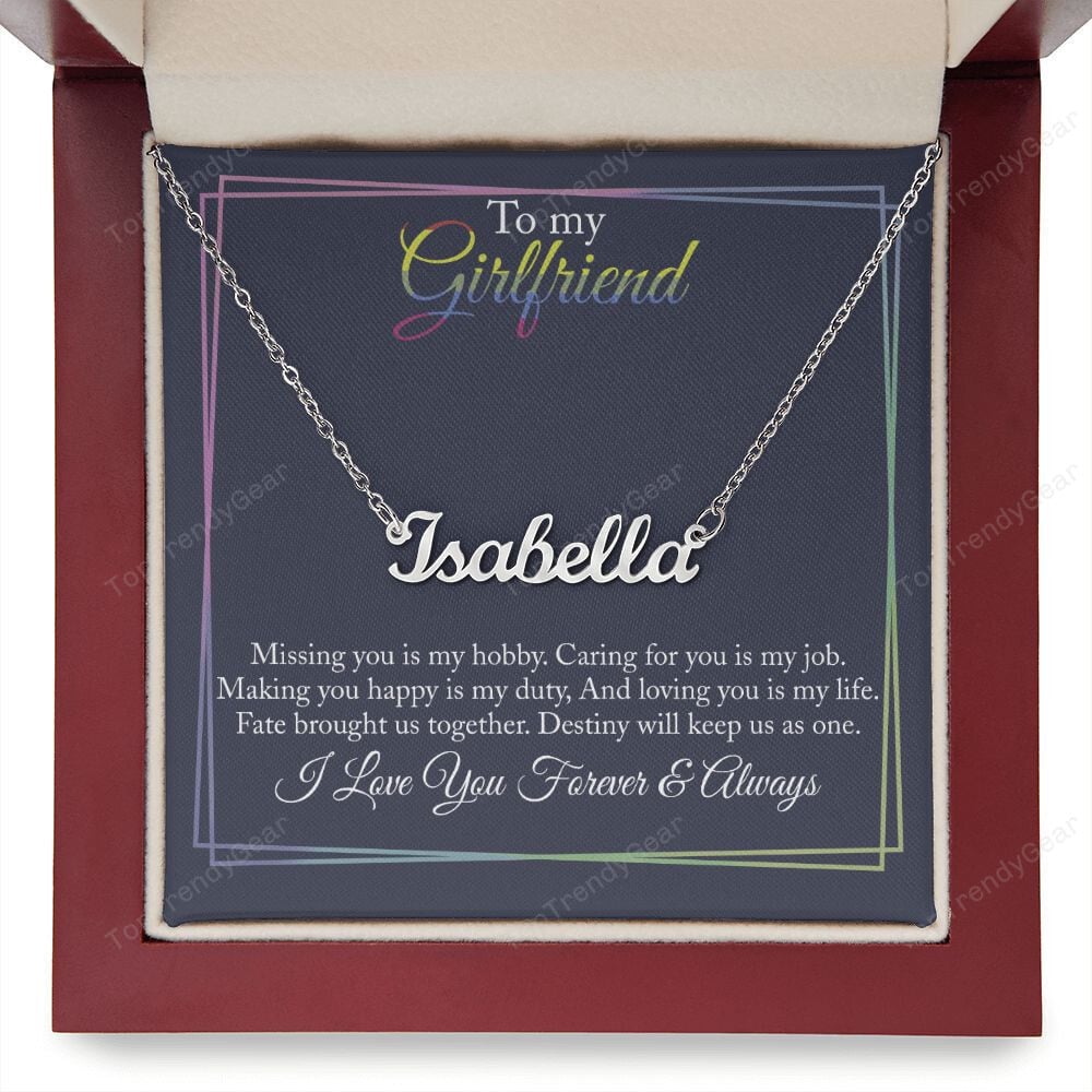 Girlfriend Necklace Missing You Is My Hobby LBGT Personalized Name Necklace