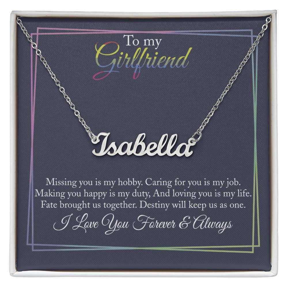 Girlfriend Necklace Missing You Is My Hobby LBGT Personalized Name Necklace