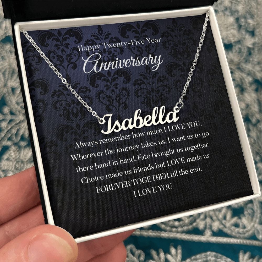 Wife Necklace, 25th Wedding Anniversary Necklace Gift For Wife Personalized Name Necklace