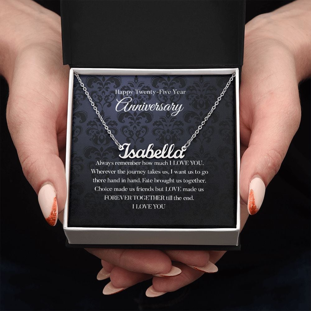 Wife Necklace, 25th Wedding Anniversary Necklace Gift For Wife Personalized Name Necklace