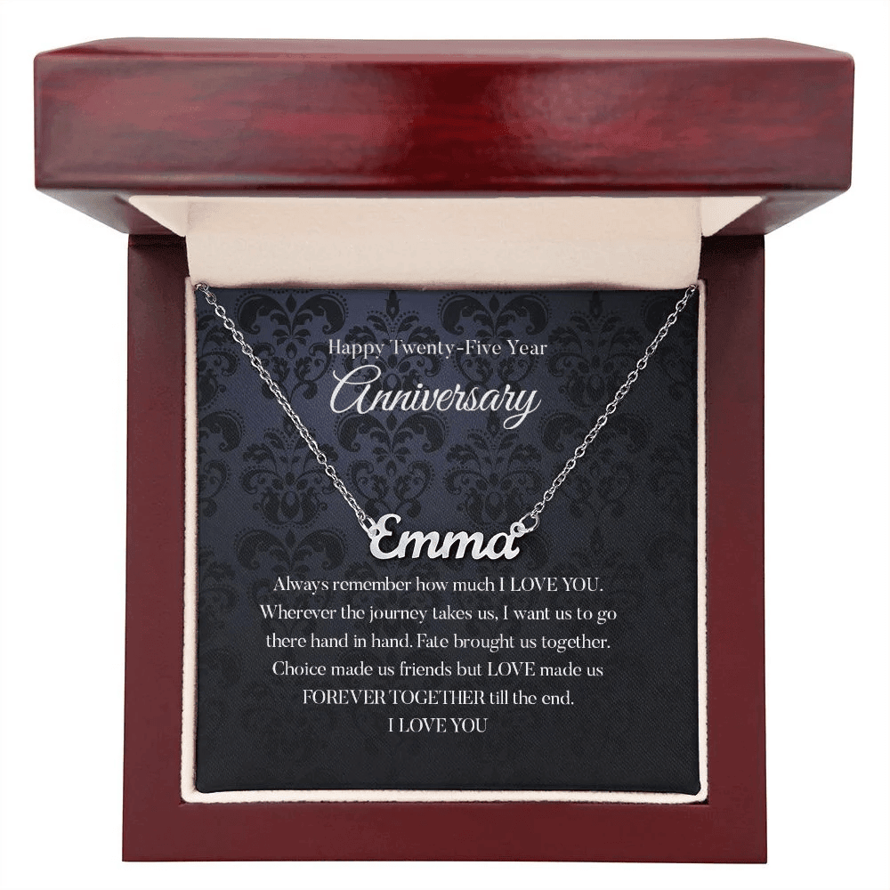 Wife Necklace, 25th Wedding Anniversary Necklace Gift For Wife Personalized Name Necklace