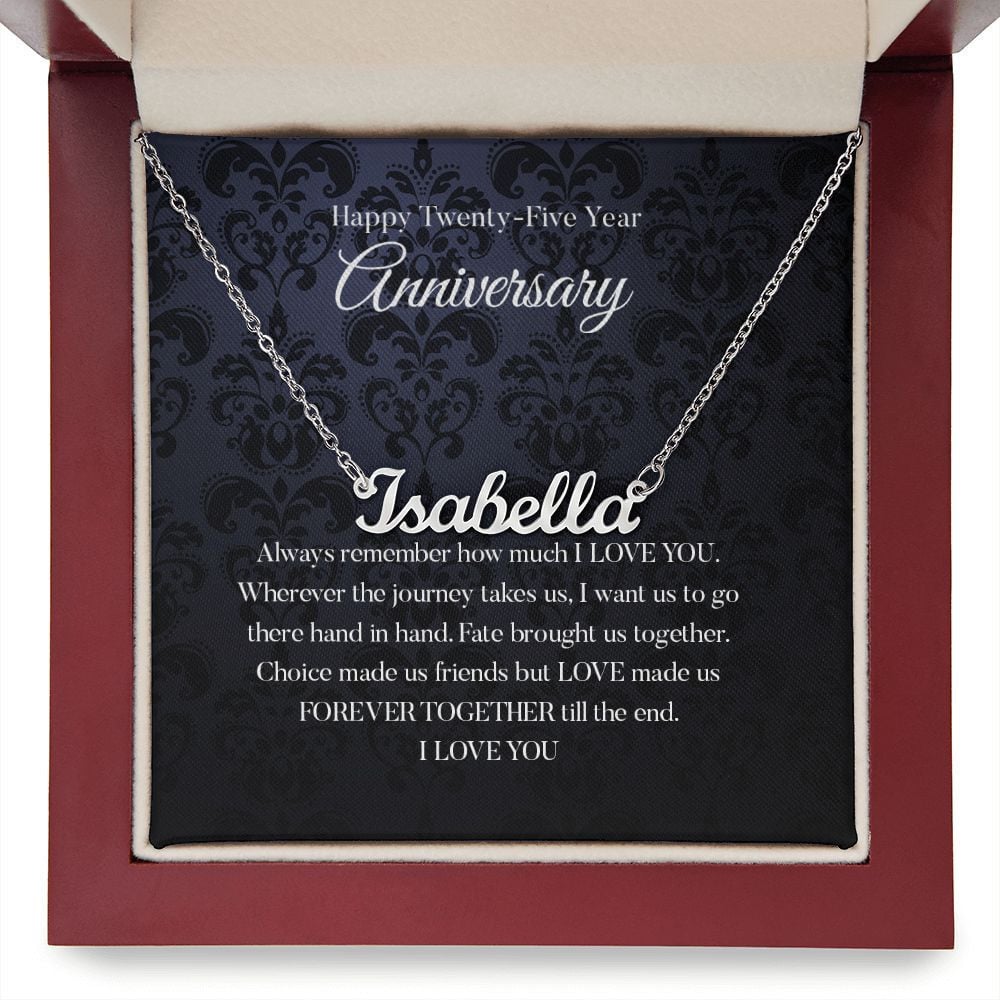 Wife Necklace, 25th Wedding Anniversary Necklace Gift For Wife Personalized Name Necklace