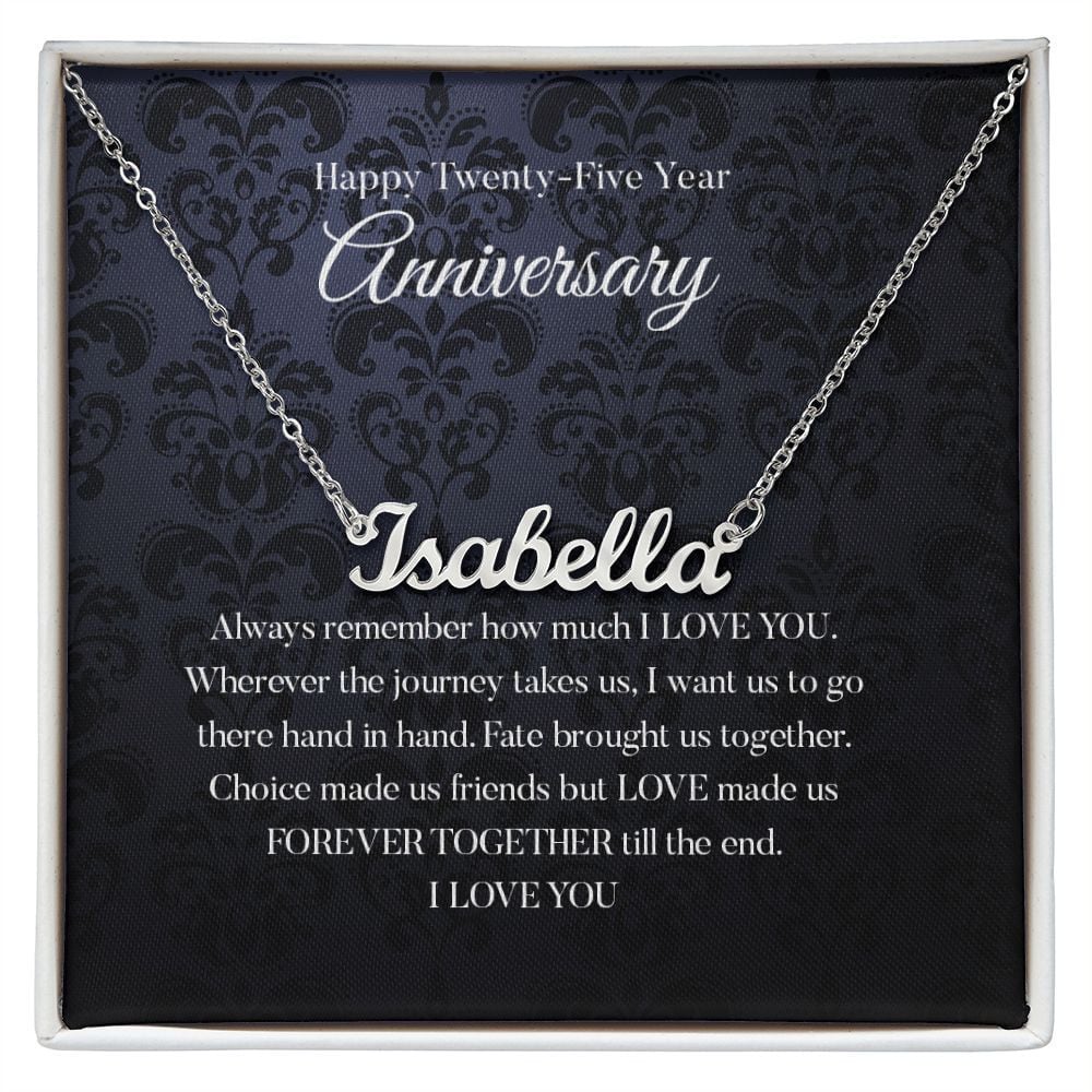 Wife Necklace, 25th Wedding Anniversary Necklace Gift For Wife Personalized Name Necklace