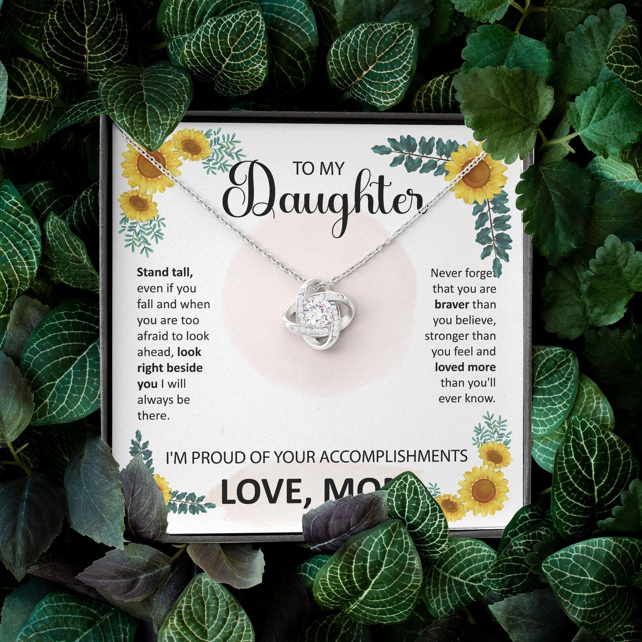 To My Daughter - Stand Tall Love Knot Necklace