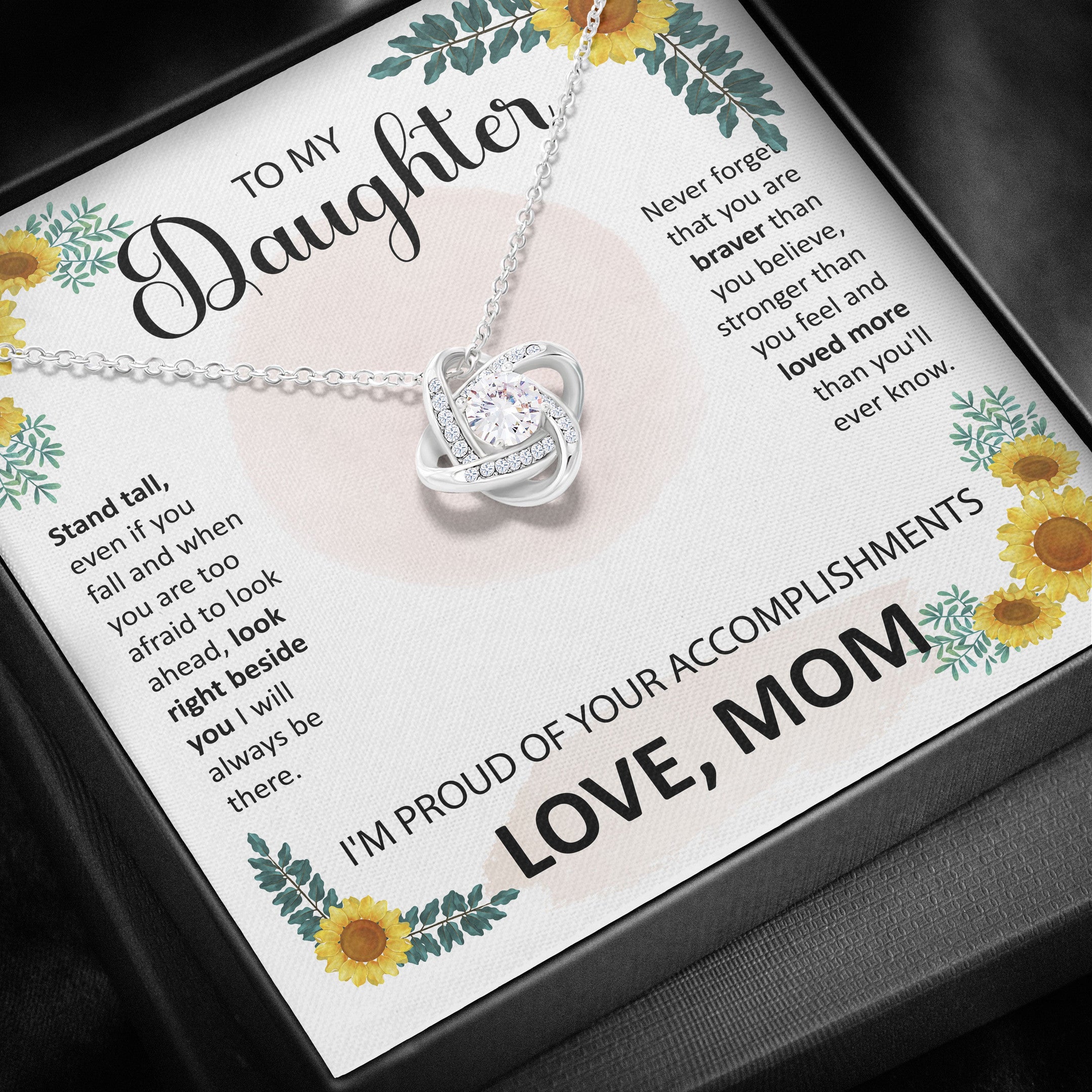 To My Daughter - Stand Tall Love Knot Necklace