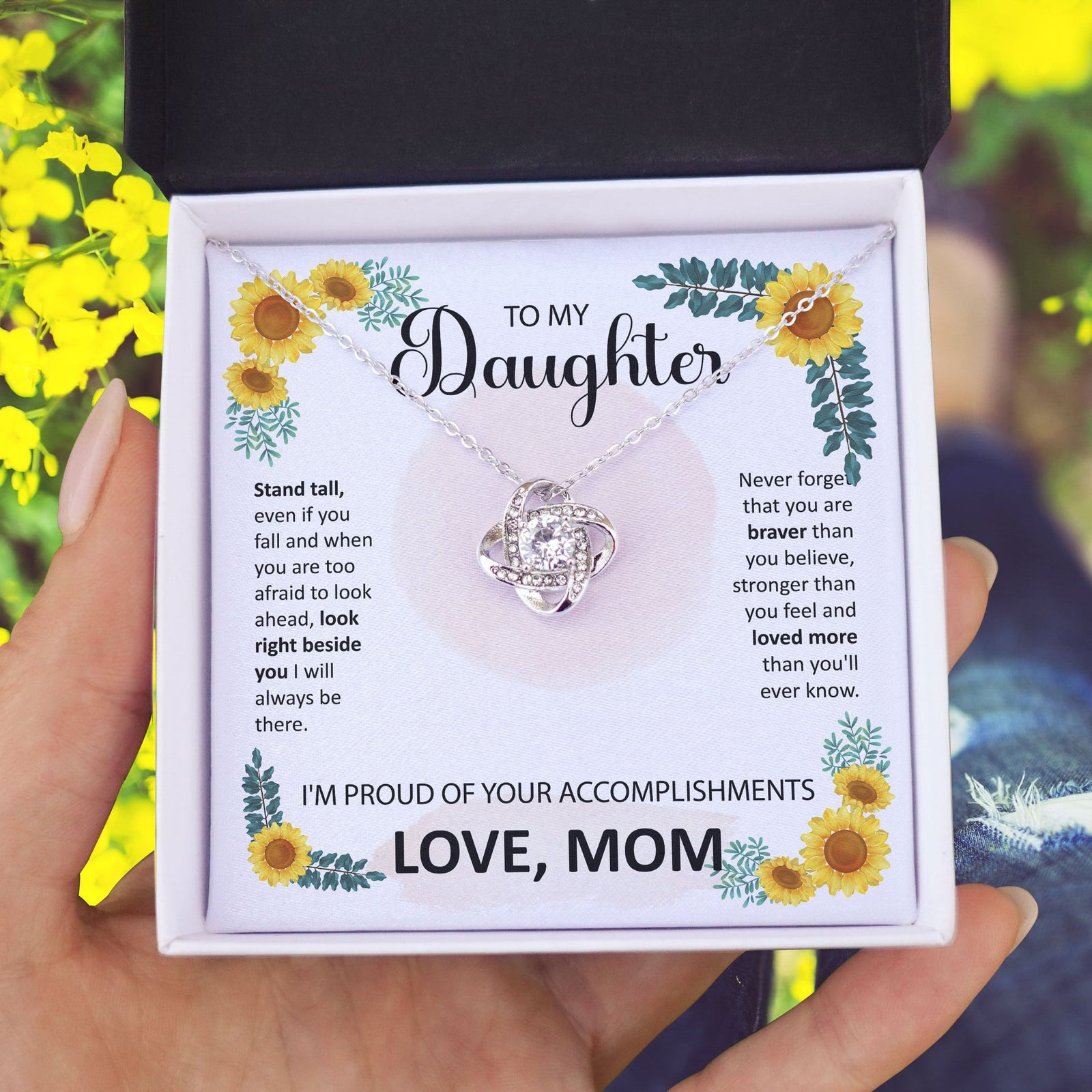 To My Daughter - Stand Tall Love Knot Necklace