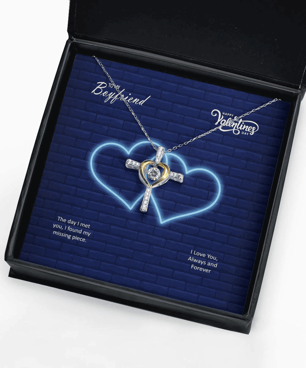 To My Boyfriend The Day I Met You I Found My Missing Piece Cross Dancing Necklace