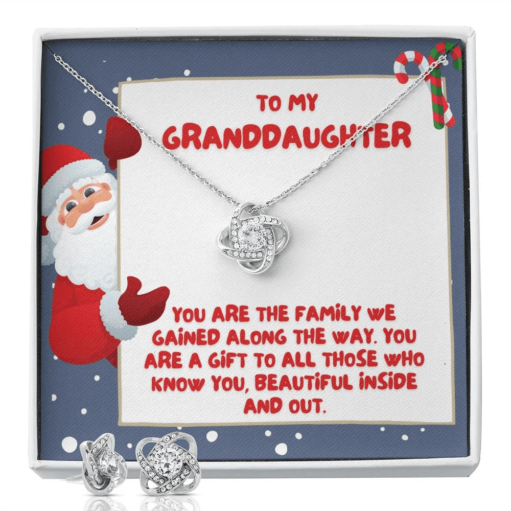 Granddaughter Necklace You Are The Family We Gained Along The Way Love Knot With Free Earrings Unique Gifts For Christmas