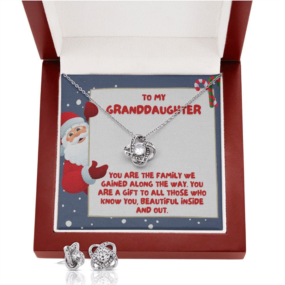 Granddaughter Necklace You Are The Family We Gained Along The Way Love Knot With Free Earrings Unique Gifts For Christmas