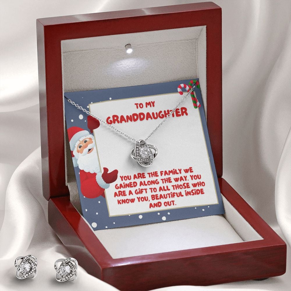 Granddaughter Necklace You Are The Family We Gained Along The Way Love Knot With Free Earrings Unique Gifts For Christmas
