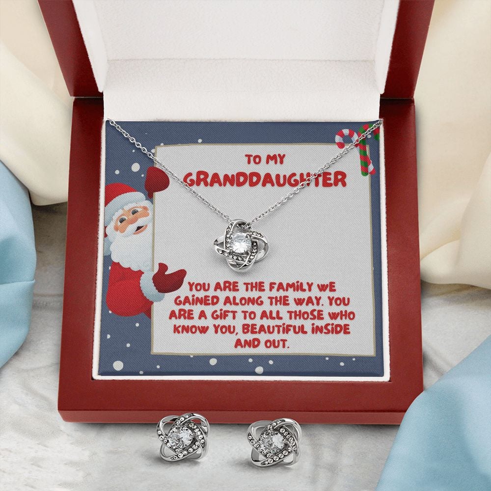Granddaughter Necklace You Are The Family We Gained Along The Way Love Knot With Free Earrings Unique Gifts For Christmas