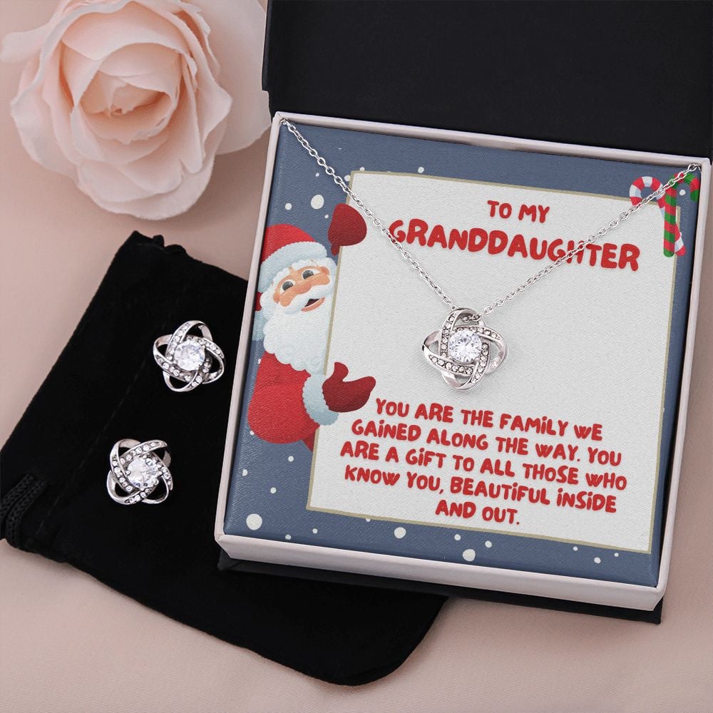 Granddaughter Necklace You Are The Family We Gained Along The Way Love Knot With Free Earrings Unique Gifts For Christmas