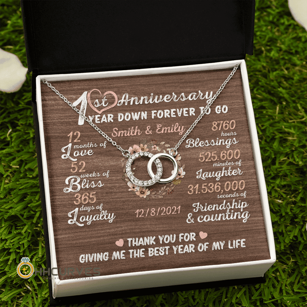 Custom Name And Date Anniversary Presents By Year One Year Down Forever To Go First Anniversary Gifts For Her Perfect Pair Necklace 