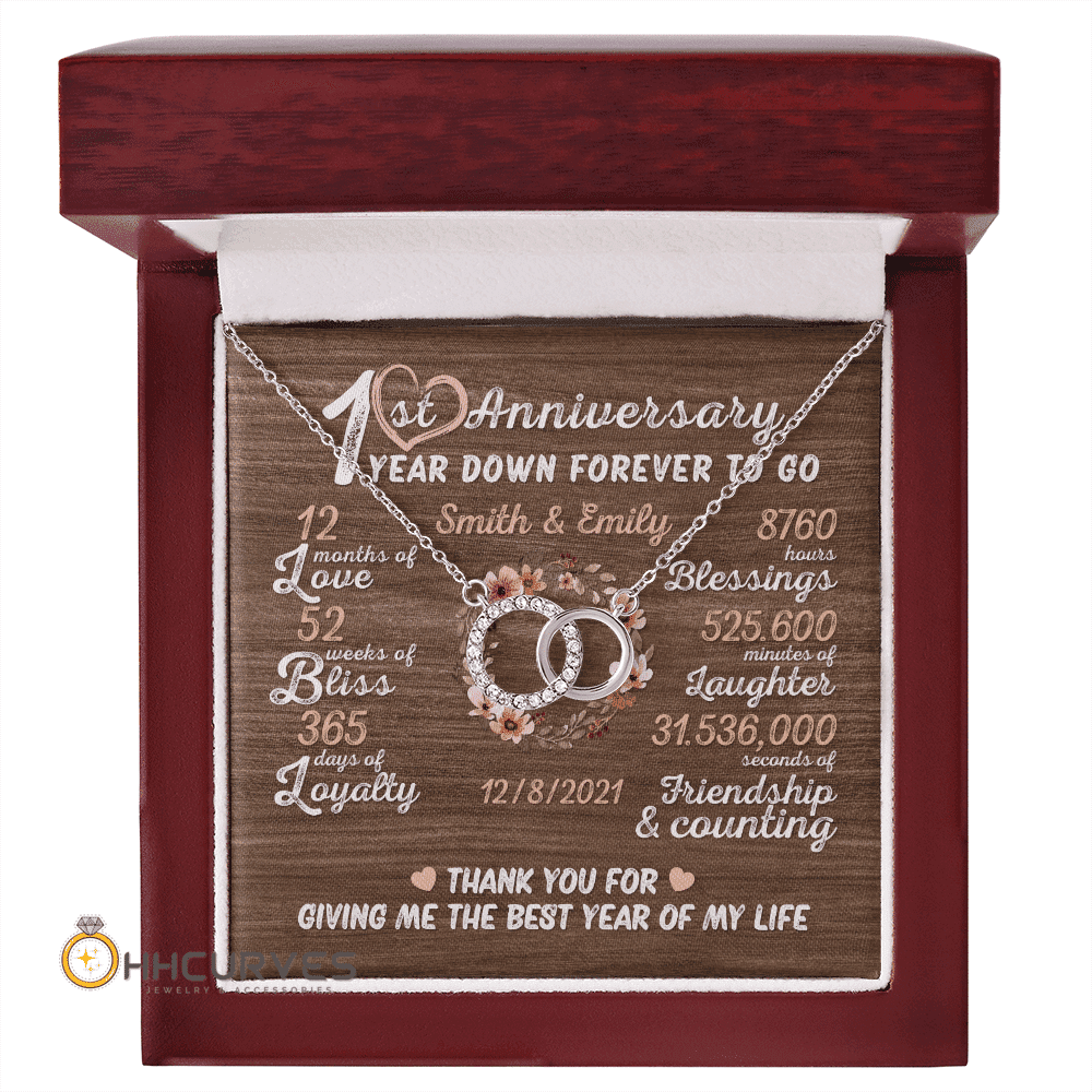 Custom Name And Date Anniversary Presents By Year One Year Down Forever To Go First Anniversary Gifts For Her Perfect Pair Necklace 