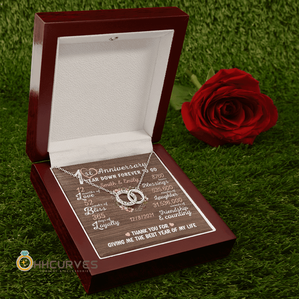 Custom Name And Date Anniversary Presents By Year One Year Down Forever To Go First Anniversary Gifts For Her Perfect Pair Necklace 