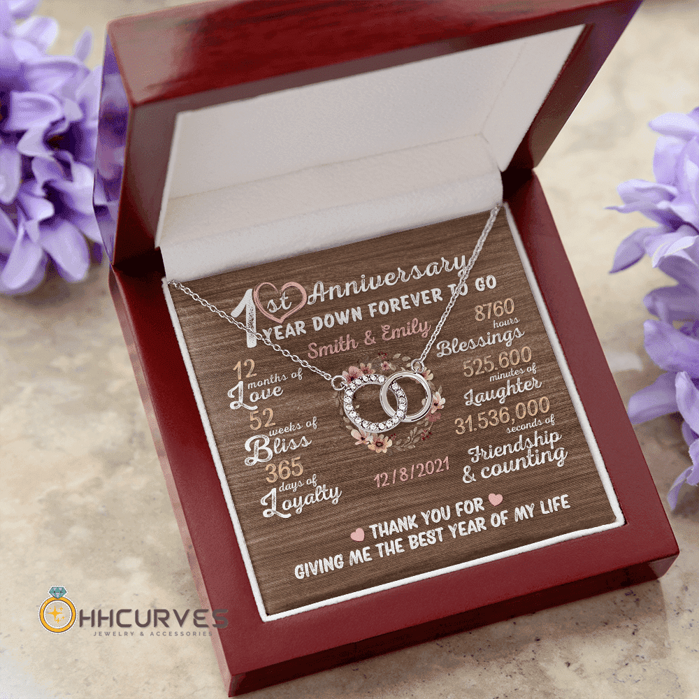 Custom Name And Date Anniversary Presents By Year One Year Down Forever To Go First Anniversary Gifts For Her Perfect Pair Necklace 
