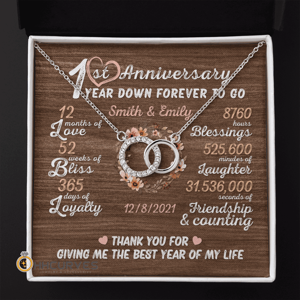 Custom Name And Date Anniversary Presents By Year One Year Down Forever To Go First Anniversary Gifts For Her Perfect Pair Necklace 