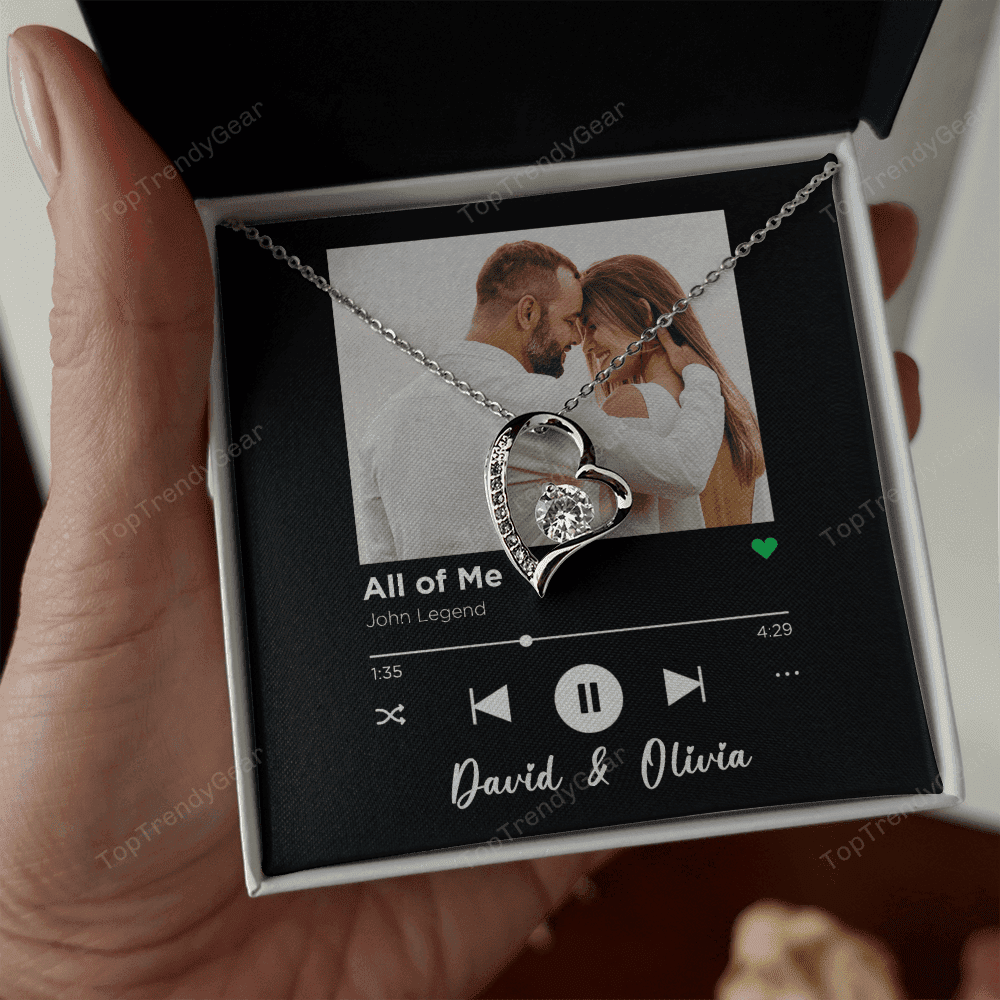 All Of Me Spotify Code Song Art Custom Name And Photo Forever Love Necklace Gift For Her