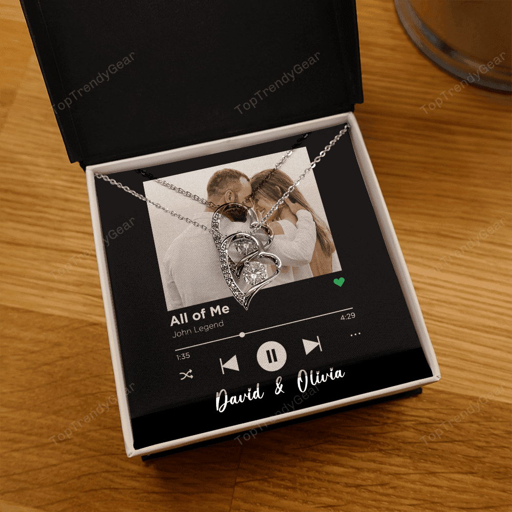 All Of Me Spotify Code Song Art Custom Name And Photo Forever Love Necklace Gift For Her