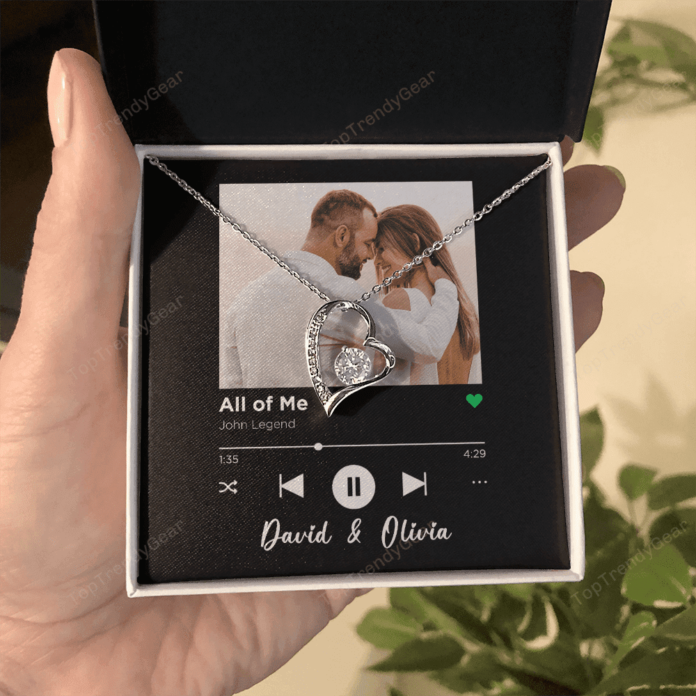 All Of Me Spotify Code Song Art Custom Name And Photo Forever Love Necklace Gift For Her