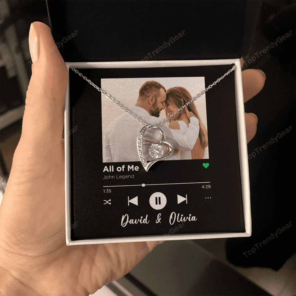 All Of Me Spotify Code Song Art Custom Name And Photo Forever Love Necklace Gift For Her
