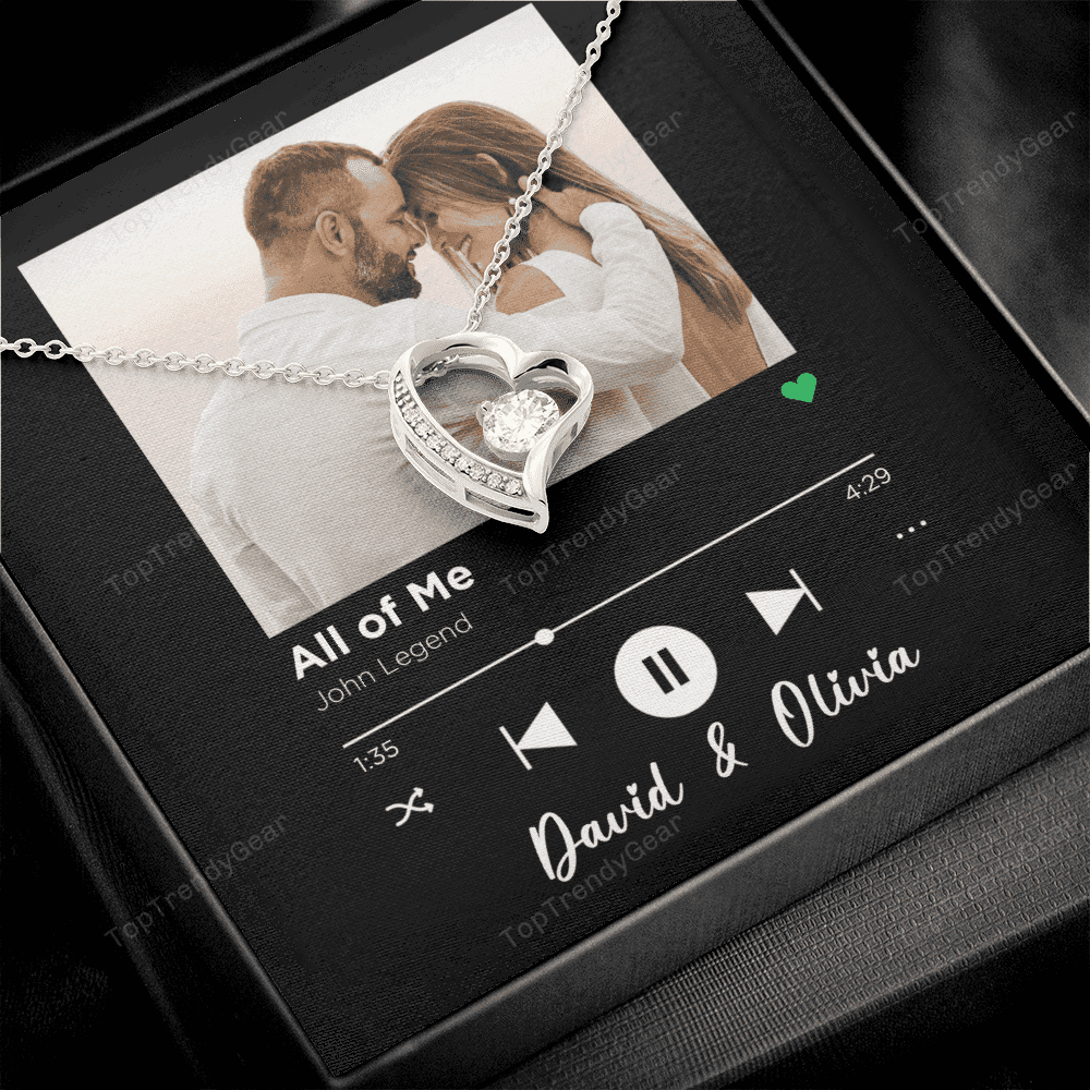 All Of Me Spotify Code Song Art Custom Name And Photo Forever Love Necklace Gift For Her