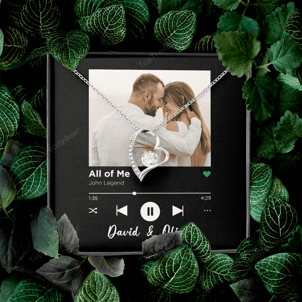 All Of Me Spotify Code Song Art Custom Name And Photo Forever Love Necklace Gift For Her